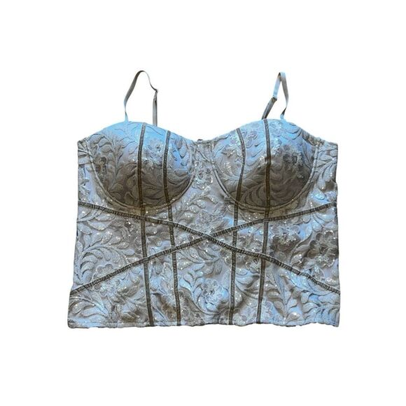 Charlotte Russe plus 20 tan cream sequins corset bustier tank top Y2K bling - Picture 1 of 6
